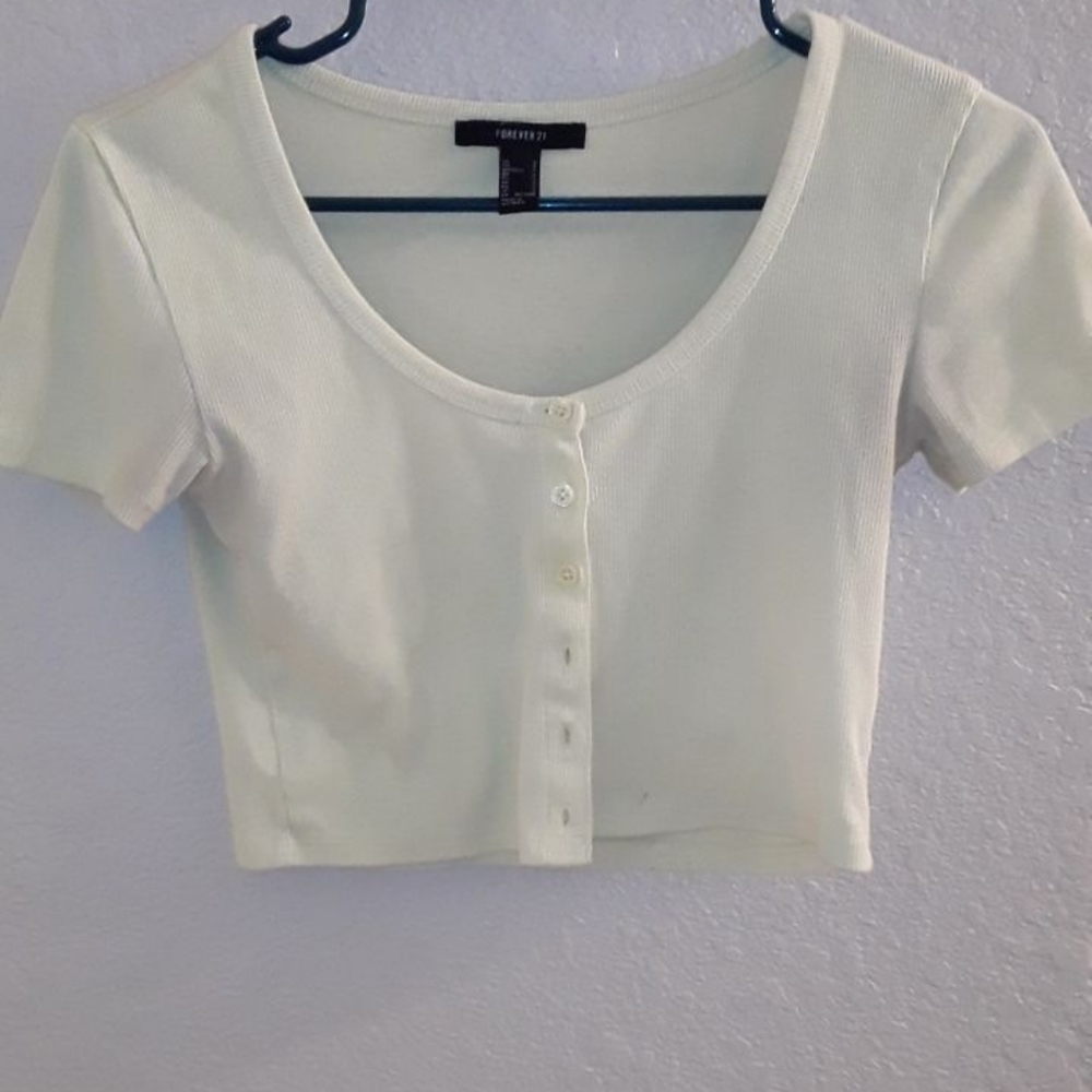 Yellow button crop top